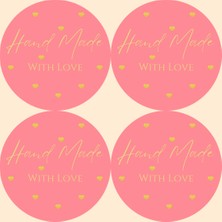 Genç Girişimci Kuşe Sticker-Hand Made With Love- (3X3CM) 50 Adet