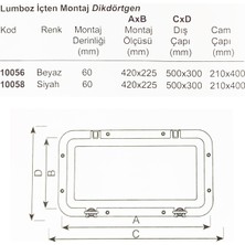 Goldsea Marine Tekne Lumboz Içten Montaj Dikdörtgen Abs Plastik 30X50CM Siyah