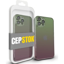 CepStok Apple iPhone 12 Pro Kılıf Şeffaf Kamera Lens Koruyuculu Ultra Ince Sert Parlak Renk Geçişli Kapak