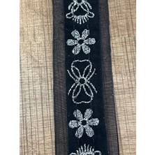 Gönülden Tasarım Siyah Simli Işleme Şerit Güpür Bordür En 4 cm (1 Metre)