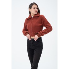 Polo State Kadın Polar Ceket  Kiremit
