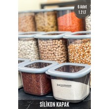 Bessmoon 12'li Kare Foly Erzak Saklama Kabı , Bakliyat Seti , Baharatlık 1.75 Lt-1.20 LT-550 ml