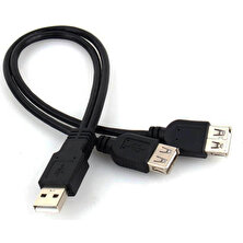 Wozlo USB 2.0 Erkek To 2 USB 2.0 Dişi Y Splitter Kablo - USB Şarj Güç Kablosu - 30 cm