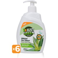 Just Green Organic 6'lı Bitkisel Sıvı Sabun Aloe Vera Özlü - 6 x 400 ml