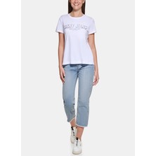 Dkny Jeans Bisiklet Yaka Baskılı Beyaz Kadın T-Shirt E22FBDNA