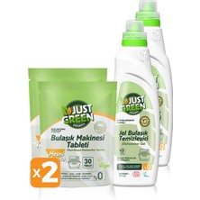 Just Green Organic Bulaşık Makinesi Tableti 2 x 30 Tablet + Jel Bulaşık Temizleyici 2 x 1 lt