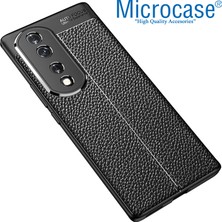 Microcase Honor 70 Leather Serisi Deri Efekt Silikon Kılıf - Siyah AL3337