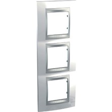 Schneider Mgu66.006v.092 Top Inci Beyazı/ Alüm. Dikey3'Lü Çerçeve