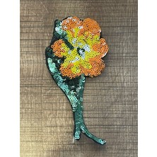 Gönülden Tasarım 14X6 cm Pul Payetli Çiçek Aplike Arma Yama