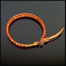 Seven Art Jewelry Doğal Taş Gümüş Bileklik, Zirkon Bileklik, Turuncu Bileklik