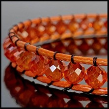 Seven Art Jewelry Doğal Taş Gümüş Bileklik, Zirkon Bileklik, Turuncu Bileklik