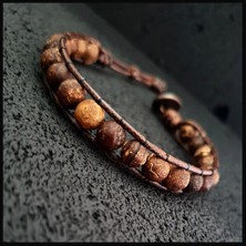 Seven Art Jewelry Doğal Taş Bileklik, Tibet Akiği Bileklik, Akik Bileklik, Tek Sarmal Bileklik, Bohem Bileklik