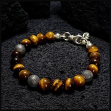 Seven Art Jewelry Gümüş Bileklik, Kaplan Gözü Bileklik, Kahverengi Bileklik, Erkek Bileklik, Kadın Bileklik