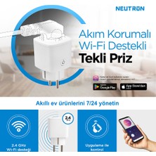 Neutron Akıllı Wi-Fi Destekli 16A Akım Korumalı Tekli Priz Uygulama Üzerinden Kontrol