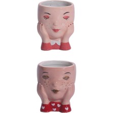 Royal Love 2x Yüz Saksı Bitki Bitki Pot Kafası Figürinler Mini (Yurt Dışından)