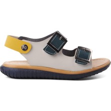 Şirin Bebe Ayakmod Şng 1530-F Lacivert Nubuk-Sarı-Krem Erkek Çocuk Sandalet