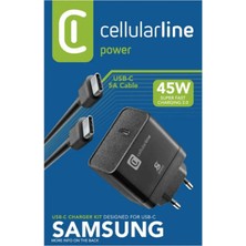 Cellular Line Süper Fast Charge Pd 45W Şarj Kiti Adaptör + Kablo Siyah