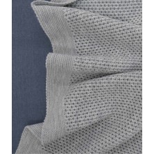 Miel Gri Kenarı Ponponlu Çift Kişilik Battaniye 200x220 37105