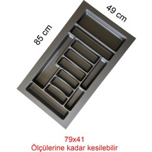 Gör Seç 85X49 cm Gri Renk Çekmece Içi Düzenleyici Kaşıklık  Kepçelik Organizer Mutfak Raf