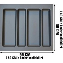 Gör Seç 55x49 Çekmece Içi Gri Kaşıklık Kepçelik Mutfak Çekmece Düzenleyici Organizer (45*40 A KESİLEBİLİR)