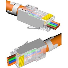 Wozlo Cat7 CAT6A Ez Yeni Nesil RJ45 Ftp Delikli Metal Jak Konnektör - 1 Adet