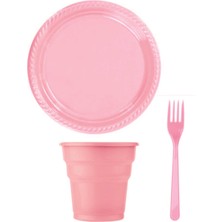 EC Shop Boncukavm Pembe Tabak Bardak Çatal Set 75 Parça