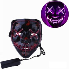 EC Shop Erdemshop Hallowen LED Işıklı Neon Maske 3 Modlu Parti Eğlence Maskesi Erdem Shop Mor