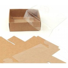 EC Shop Ferminex Taş ve Şeker Için Şeffaf Kapaklı Kraft Hediyelik Kutu 8X8X3 Kraft Asetat Kutu 100 Adet