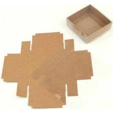 EC Shop Ferminex Taş ve Şeker Için Şeffaf Kapaklı Kraft Hediyelik Kutu 8X8X3 Kraft Asetat Kutu 100 Adet
