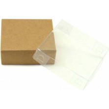 EC Shop Ferminex Taş ve Şeker Için Şeffaf Kapaklı Kraft Hediyelik Kutu 8X8X3 Kraft Asetat Kutu 100 Adet