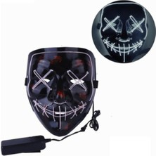 EC Shop Erdemshop Hallowen LED Işıklı Neon Maske 3 Modlu Parti Eğlence Maskesi Erdemshop Beyaz