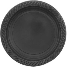 EC Shop Deniz Tabak Bardak Çatal Set Set 25 Li Yuvarlak 22 cm ( Siyah ) Dnz