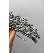 EC Shop Hayalperest Boncuk Gümüş Kristal Boncuklu Aren Gelin ve Kına Tacı