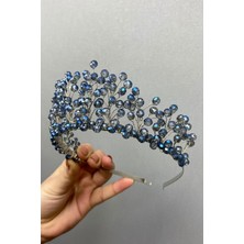 EC Shop Hayalperest Boncuk Indigo Mavi Kristal Boncuklu Aren Gelin ve Kına Tacı