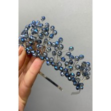 EC Shop Hayalperest Boncuk Indigo Mavi Kristal Boncuklu Aren Gelin ve Kına Tacı