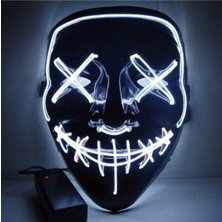 EC Shop Erdemshop Hallowen LED Işıklı Neon Maske 3 Modlu Parti Eğlence Maskesi Erdemshop Beyaz