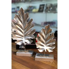EC Shop Everest Grup Gümüş Varaklı Çınar Yaprak Dekoratif Set 2'li