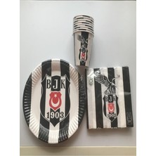 EC Shop Hol Groups Siyah Beyaz Beşiktaş Tabak - Bardak - Peçete Seti