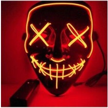 EC Shop Jetcom Hallowen LED Işıklı Neon Maske 3 Modlu Parti Eğlence Maskesi Transparan Kırmızı