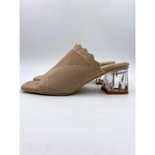 Melen Shoes Topuklu Terlik Bej
