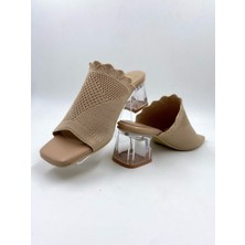 Melen Shoes Topuklu Terlik Bej