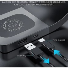 Homiano Magsafe Airdock 4 In 1 Hızlı Kablosuz Şarj Standı 15W Siyah - LFX-178