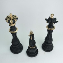 EC Shop Erez Home Dekoratif Obje 3 Lü Satranç Takımı Siyah
