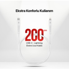 mojue by ttec 3A/27W Hızlı Şarj Destekli Ekstra Dayanıklı 200cm USB-C -iPhone Lightning Şarj Kablosu