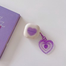 TahTicMer Samsung Galaxy Buds Live Uyumlu Kılıf Kalpli Silikon Tpu Askılı Darbeye Dayanıklı Kapak