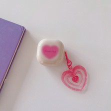 TahTicMer Samsung Galaxy Buds 2 Uyumlu Kılıf Kalpli Silikon Tpu Askılı Darbeye Dayanıklı Kapak