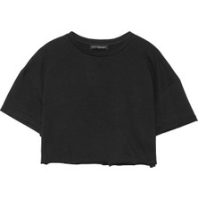 Quzu Crop Tişört Siyah