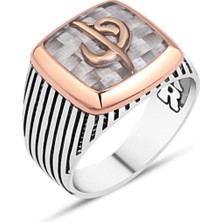 Amberkan Karbon Üzeri Elif-Vav Erkek Yüzük
