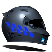 Çınar Extreme Reflektif Mavi Damalı Kask Motosiklet Sticker Takımı Çınar Extreme