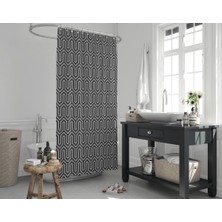 Tropik Home Siyah Banyo Perdesi-Tek Kanat Banyo Dekorasyon Ürünü Duş Perdesi, Lüks Duşakabin ve Küvet Perdesi